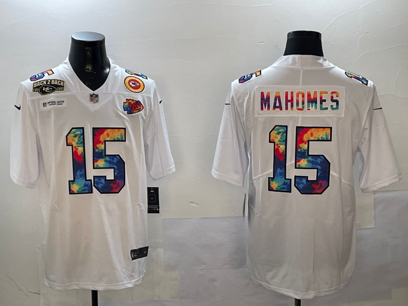 Men Kansas City Chiefs #15 Mahomes White Rainbow 2025 Nike Limited NFL Jersey style 2->san francisco 49ers->NFL Jersey